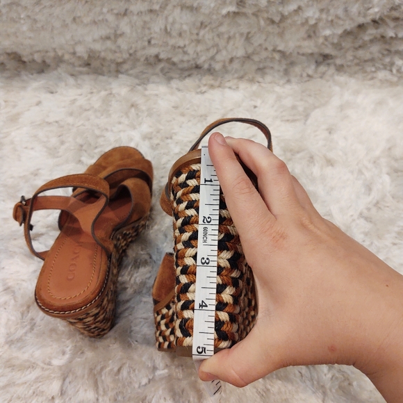 NWT Coach Saddle Suede Cross Band Wedges G2213 - Picture 5 of 6